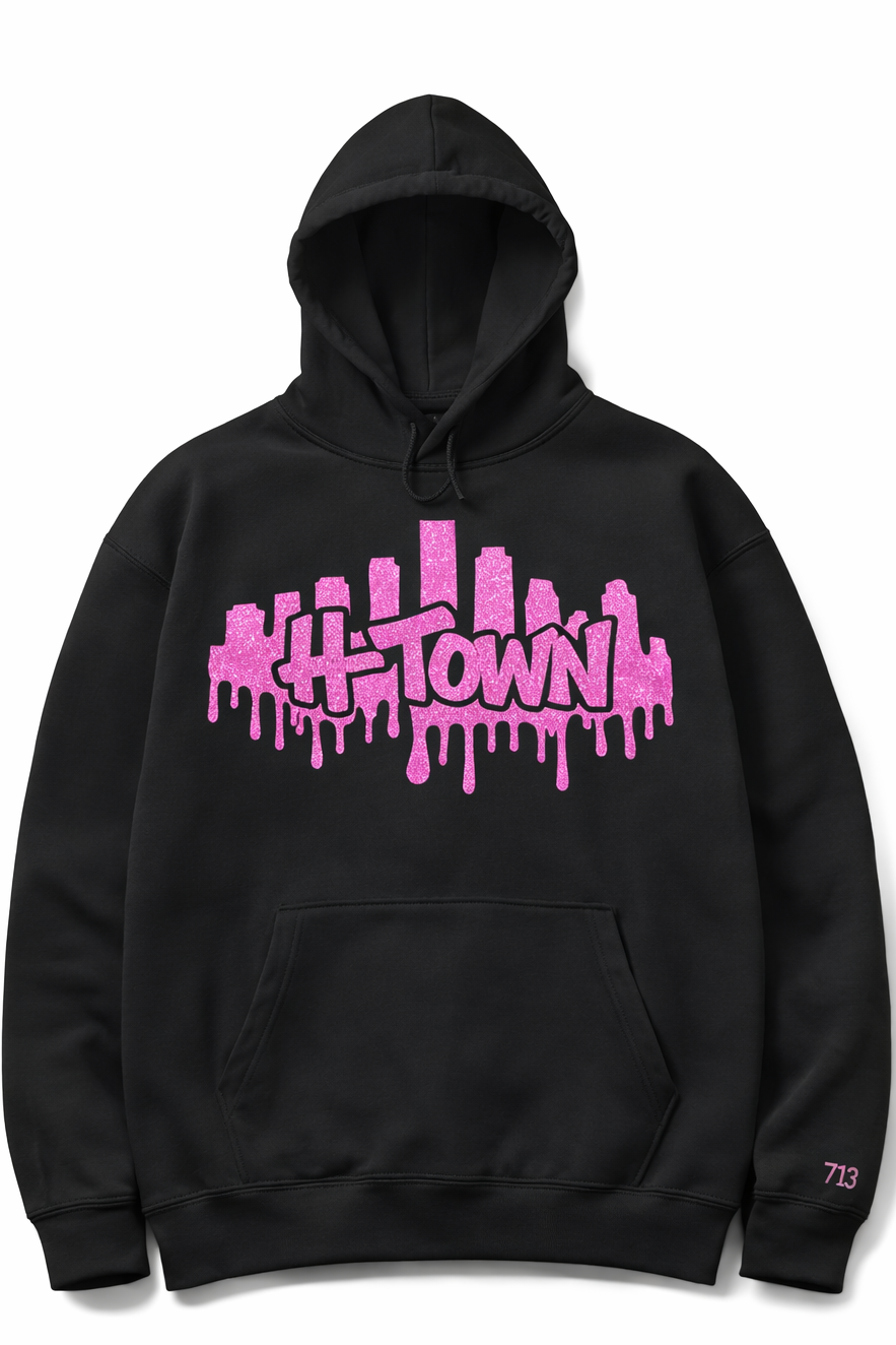 H-Town Drip Hoodie – Pink Glitter (Limited Run)