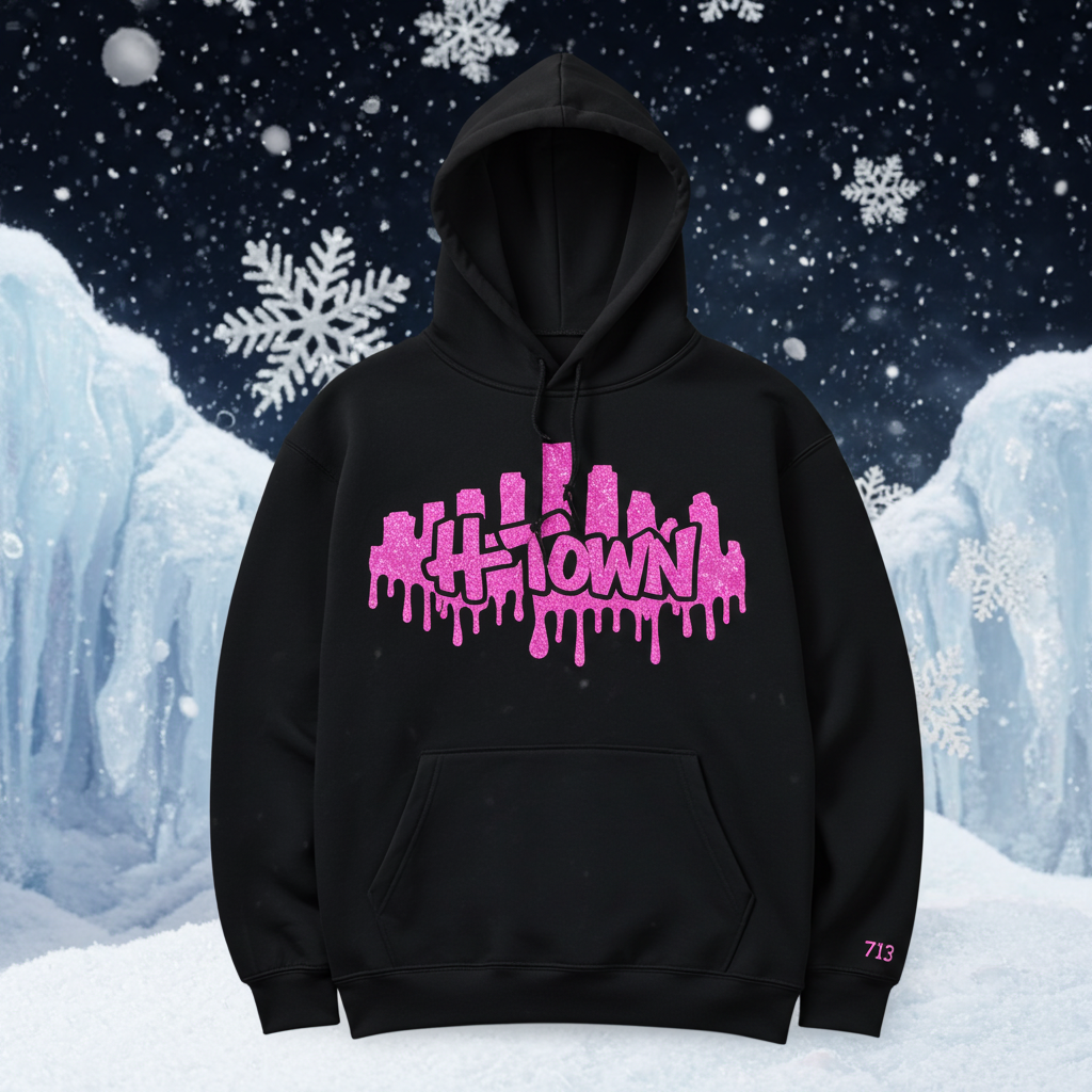H-Town Drip Hoodie – Pink Glitter (Limited Run)
